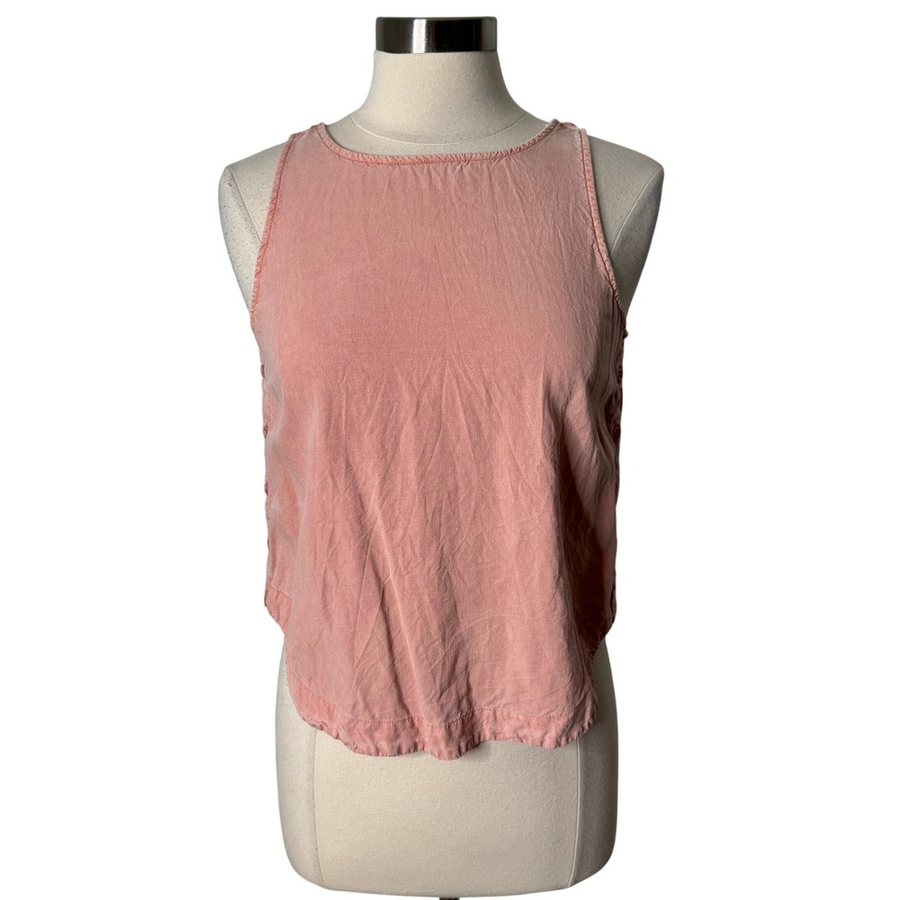 Anthropologie Cloth and Stone Peach Pink Tencel Button Side Tank Top Size Small